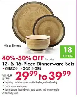 Boscov's 12-& 16-Piece Dinnerware Sets offer