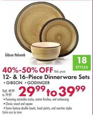 Boscov's 12-& 16-Piece Dinnerware Sets offer