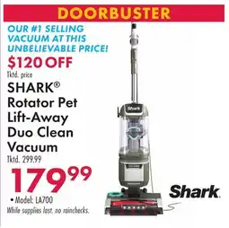 Boscov's SHARK Rotator Pet Lift-Away Duo Clean Vacuum offer