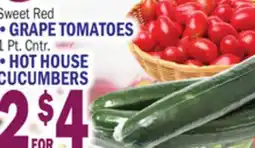 C Town GRAPE TOMATOES 1 Pt. Cntr., HOT HOUSE CUCUMBERS offer