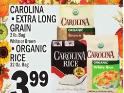 C Town CAROLINA EXTRA LONG GRAIN 3 lb. Bag White or Brown ORGANIC RICE 32. Bag offer