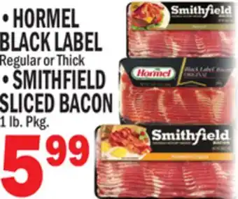 C Town HORMEL BLACK LABEL, SMITHFIELD SLICED BACON offer