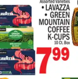 C Town LAVAZZA, GREEN MOUNTAIN COFFEE K-CUPS offer