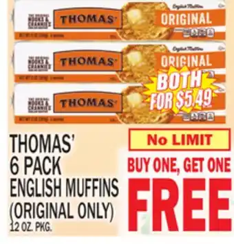 C Town THOMAS' 6 PACK ENGLISH MUFFINS offer