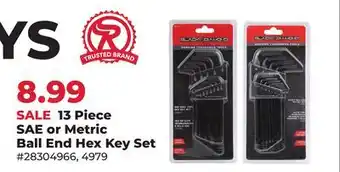 Runnings Black Diamond 13 Piece SAE or Metric Ball End Hex Key Set offer