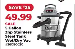 Runnings Black Diamond 5 Gallon 3hp Stainless Steel Tank Wet/Dry Vac offer