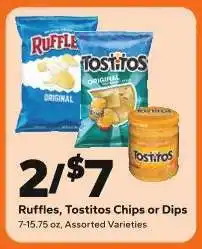 Save a Lot Ruffles & Tostitos Chips or Dips offer