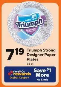 Save a Lot Triumph Strong Designer Paper Plates offer
