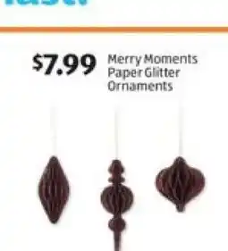 Aldi Merry Moments Paper Glitter Ornaments offer