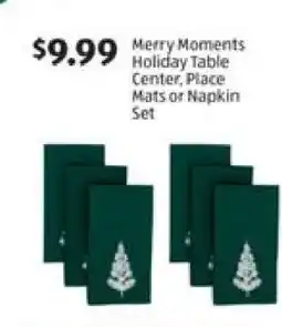 Aldi Merry Moments Holiday Table Center, Place Mats or Napkin Set offer