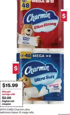 CVS Charmin ultra bathroom tissue 12 mega rolls offer