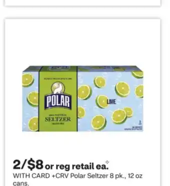 CVS Polar Seltzer 8 pk., 12 oz cans offer