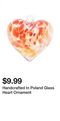 TJ Maxx Handcrafted In Poland Glass Heart Ornament offer