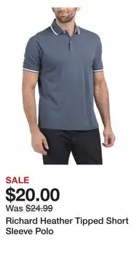 TJ Maxx Richard Heather Tipped Short Sleeve Polo offer