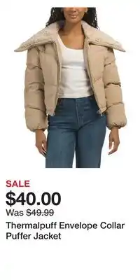 TJ Maxx Thermalpuff Envelope Collar Puffer Jacket offer