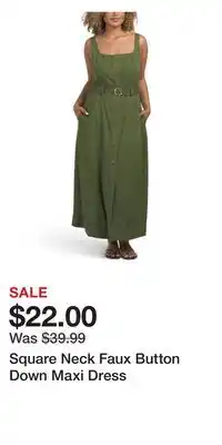 TJ Maxx Square Neck Faux Button Down Maxi Dress offer