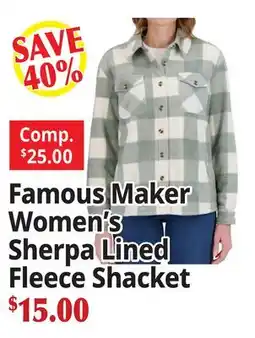 Ocean State Job Lot Famous Maker Women's Sherpa Lined Fleece Shacket offer