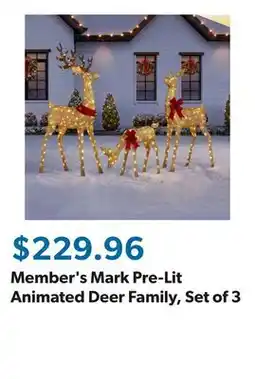 Sam's Club Member's Mark Pre-Lit Animated Deer Family, Set of 3 offer
