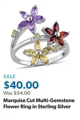 Sam's Club Marquise Cut Multi-Gemstone Flower Ring in Sterling Silver offer