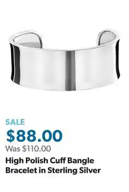 Sam's Club High Polish Cuff Bangle Bracelet in Sterling Silver offer