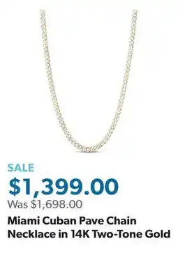 Sam's Club Miami Cuban Pave Chain Necklace in 14K Two-Tone Gold offer