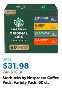 Sam's Club Starbucks by Nespresso Coffee Pods, Variety Pack, 60 ct offer