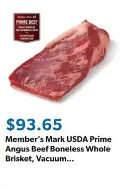 Sam's Club Member's Mark USDA Prime Angus Beef Boneless Whole Brisket, Vacuum Pack, priced per pound offer