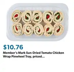 Sam's Club Member's Mark Sun-Dried Tomato Chicken Wrap Pinwheel Tray, priced per pound offer