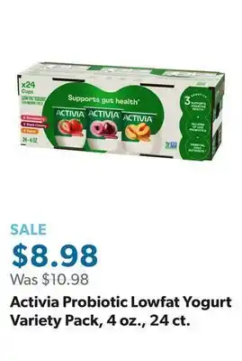Sam's Club Activia Probiotic Lowfat Yogurt Variety Pack, 4 oz., 24 ct offer