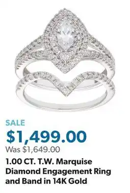 Sam's Club 1.00 CT. T.W. Marquise Diamond Engagement Ring and Band in 14K Gold offer