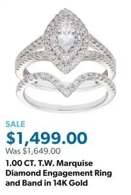 Sam's Club 1.00 CT. T.W. Marquise Diamond Engagement Ring and Band in 14K Gold offer