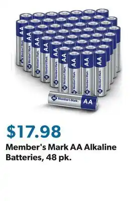 Sam's Club Member's Mark AA Alkaline Batteries, 48 pk offer