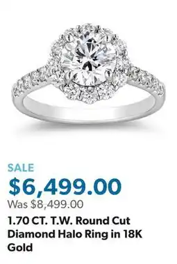 Sam's Club 1.70 CT. T.W. Round Cut Diamond Halo Ring in 18K Gold offer