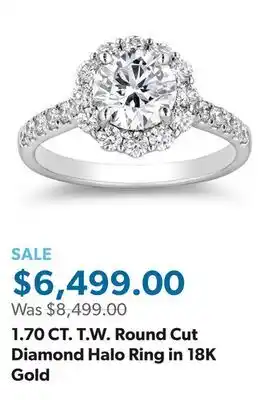 Sam's Club 1.70 CT. T.W. Round Cut Diamond Halo Ring in 18K Gold offer