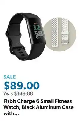 Sam's Club Fitbit Charge 6 Small Fitness Watch, Black Aluminum Case with Obsidian & Frost White Bands offer