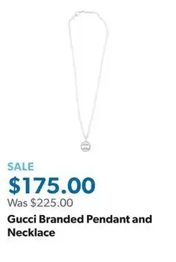 Sam's Club Gucci Branded Pendant and Necklace offer