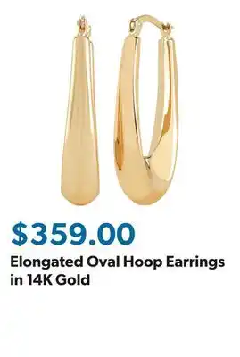 Sam's Club Elongated Oval Hoop Earrings in 14K Gold offer