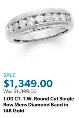Sam's Club 1.00 CT. T.W. Round Cut Single Row Mens Diamond Band in 14K Gold offer