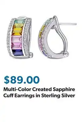 Sam's Club Multi-Color Created Sapphire Cuff Earrings in Sterling Silver offer