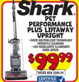 Ollie's SHARK PET PERFORMANCE PLUS LIFTAWAY UPRIGHT offer