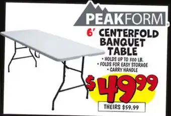 Ollie's 6' CENTERFOLD BANQUET TABLE offer