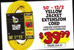 Ollie's 50' - 12/3 YELLOW JACKET EXTENSION CORD offer