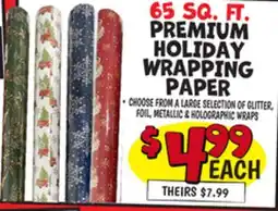 Ollie's 65 SQ. FT. PREMIUM HOLIDAY WRAPPING PAPER offer