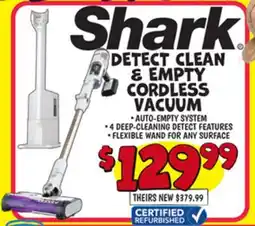 Ollie's DETECT CLEAN & EMPTY CORDLESS VACUUM offer