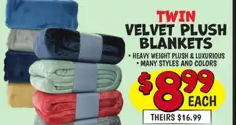 Ollie's TWIN Velvet Plush Blankets offer