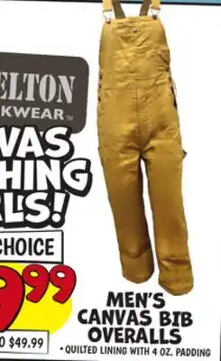Ollie's MEN'S CANVAS BIB OVERALLS offer
