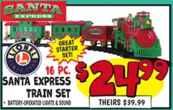 Ollie's 16 PC. SANTA EXPRESS TRAIN SET offer