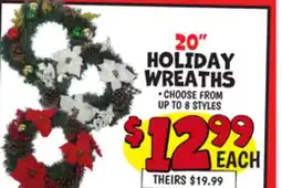 Ollie's 20 HOLIDAY WREATHS offer