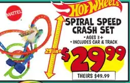 Ollie's HOT WHEELS SPIRAL SPEED CRASH SET offer