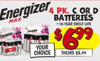 Ollie's 4 PK. C OR D BATTERIES offer